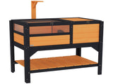 Wooden Tortoise House, with Shelter, Run, Shelf, Lamp Holder, Tray, Yellow T3398P350002