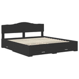 Bed Frame with Headboard Black 200 x 200 cm Engineered Wood 3413153