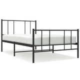 Metal Bed Frame without Mattress with Footboard Black 100x190cm 352492