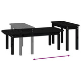 ZNTS 2 Piece Coffee Table Set Black Solid Wood Pine 822366