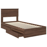 Storage Bed with Drawer Brown Oak 90 x 200 cm Engineered Wood 3408507