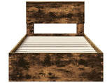 Bed Frame Smoked Oak and Silver 75 x 190 cm Engineered Wood 3410962