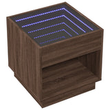 Coffee Table with Infinity LED Brown Oak 50x50x50 cm 847657