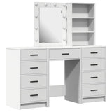 Dressing Table with Mirror Lights 3 pcs White Engineered wood 3334218