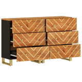 Side Cabinets 2 pcs Brown and Black 60x33.5x75 cm Solid Wood Mango 3206281