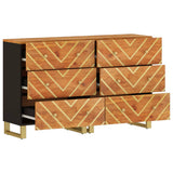Side Cabinets 2 pcs Brown and Black 60x33.5x75 cm Solid Wood Mango 3206281