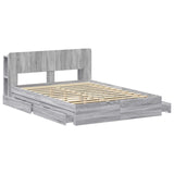 Bed Frame with Storage Grey Sonoma 140 x 200 cm Engineered Wood 3433577