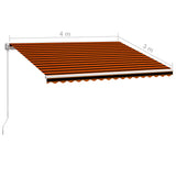 Manual Retractable Awning 400x300 cm Orange and Brown 3051216