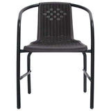 Garden Chair Set of 8 Black Plastic rattan, steel Stackable 3107705
