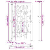 Garden Gate with Lock Black 110 x 205 cm Powder-Coated Steel 42015898