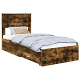 Bed Frame with Headboard Smoked Oak 90 x 190 cm Engineered Wood 3410031