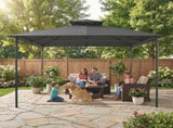 3 x 3 m Gazebo, Garden Gazebo with 2-Tier Roof, Metal Frame, Dark Grey T3398P554339