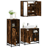 3 Piece Bathroom Furniture Set Smoked Oak Engineered Wood 3300967