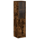 Highboard with Glass Door Smoked Oak 35x37x142 cm 836445