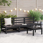 Garden Middle Sofas 3 pcs Black Solid Wood Pine 805689