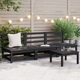 Garden Middle Sofas 3 pcs Black Solid Wood Pine 805689