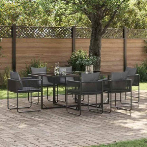 Garden Dining Set 7 pcs Black Steel 3335874