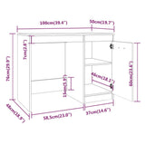 Desk Smoked Oak 100x50x76 cm Engineered Wood 815486