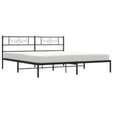 Metal Bed Frame without Mattress with Headboard Black 180x200cm 355271