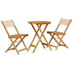 ZNTS 3 Piece Bistro Set Beige Fabric and Solid Wood 3281751