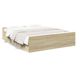 Bed Frame with Drawers without Mattress Sonoma Oak 140x200 cm 3280295