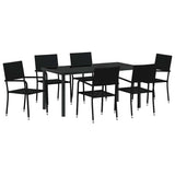 Garden Dining Set with Cushion 7 pcs Black Poly Rattan 3380040