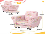 2 Piece Kids Sofa Set with Unicorn Design, Wooden Frame, for 1.5-3 Years Old, Pink T3398P347658