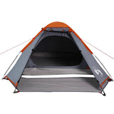 Camping Tent Dome 4-Person Grey and Orange Waterproof 94771