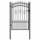Fence Gate KAMPEN with Spear Top Black 103x150 cm Steel 151092
