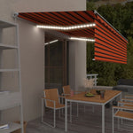 ZNTS Manual Retractable Awning with Blind&LED 5x3m Orange&Brown 3069345