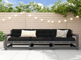 3 Piece Garden Lounge Set Grey Solid Wood Pine 825529