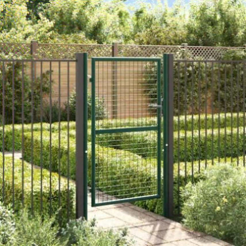 Fence Gate Steel 100x150 cm Green 145734