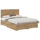 Bed Frame with Drawer Artisan Oak 140 x 190 cm Engineered Wood 3412791