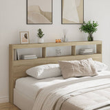 Headboard Cabinet with LED Sonoma Oak 200x17x102 cm 839219