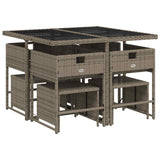 9 Piece Garden Dining Set with Cushions Grey Poly Rattan 3211316