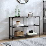 Console Table with Black Glass Top 118.5x30x81 cm Steel 846031