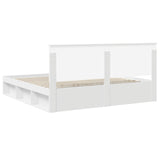 Bed Frame with Headboard White 200 x 200 cm Solid Pine Wood 3410965