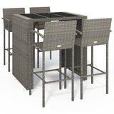 Garden Bar Set Grey PE Rattan, Powder-Coated Steel, Tempered Glass 3187667