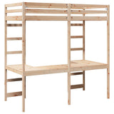 Loft Bed Frame Natural 90 x 190 cm Solid Pine Wood 3414554