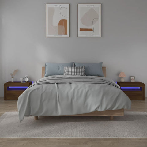 Bedside Cabinets 2 pcs with LEDs Brown Oak 60x35x40 cm 3144974