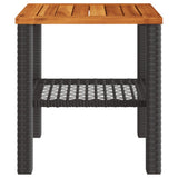 Garden Table Black 40x40x42 cm Poly Rattan Acacia Wood 366263