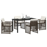 Garden Dining Set 5 pcs Brown Poly Rattan 3380630