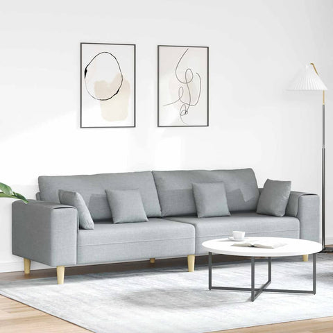 Fabric Sofa with Cushion Light Grey 208 cm Fabric 3335143