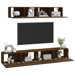 ZNTS 4 Piece TV Cabinet Set Brown Oak Engineered Wood 3114541