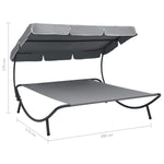 Outdoor Lounge Bed with Canopy Grey 48073