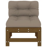 Middle Sofa with Cushions Honey Brown Solid Wood Pine 825663