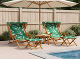 Deck Chair 4 pcs 3 Position Solid Eucalyptus Wood Leaf Pattern 3407805