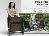Set of Four Folding Garden Chairs, with Seven-Position Adjustable Backs, Dark Brown T3398P328041