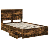 Bed Frame with Drawer Smoked Oak 120 x 200 cm Engineer Wood 3409486