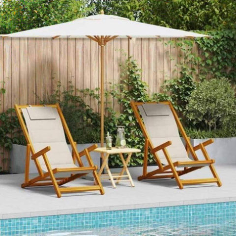 Beach Chair with Cushion 2 pcs Brown x x Solid Acacia wood 3325142
